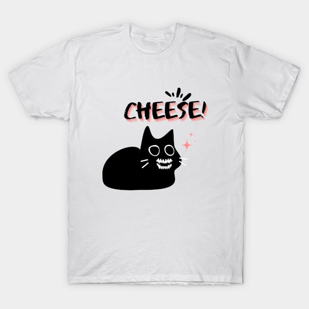 Say Cheese! Spooky Cat Smile T-Shirt by elumirel